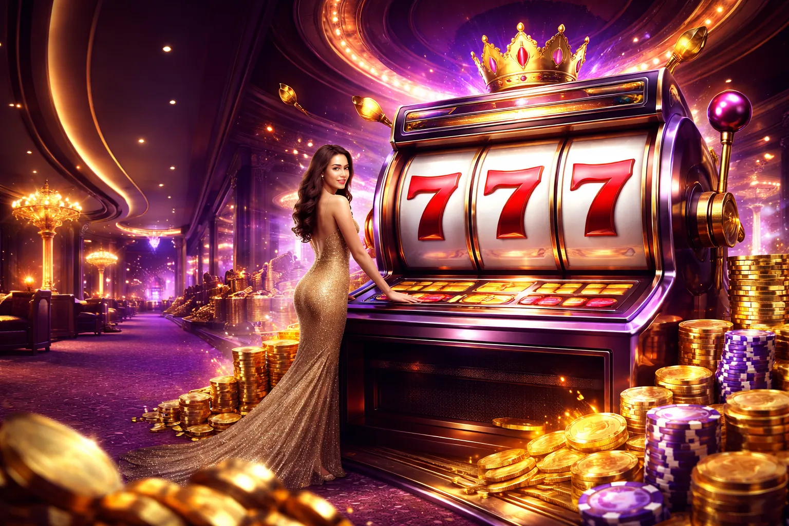 Máy đánh bạc nổ hũ đầy màu sắc với biểu tượng jackpot lớn tại gacam67 thể thao